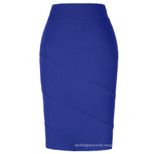 Kate Kasin Occident Women's OL High Stretchy Hips-Wrapped Blue Pencil Skirt KK000269-4